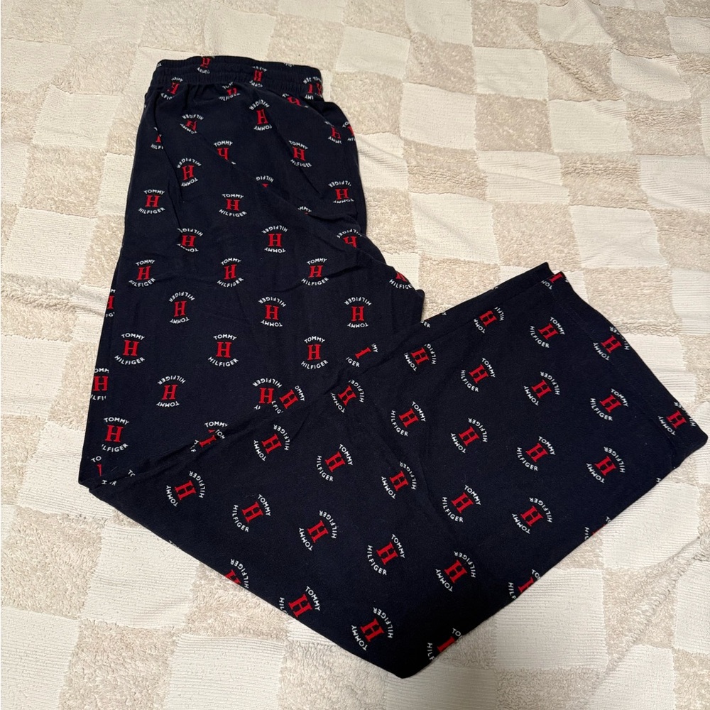 Tommy Hilfiger Navy Sweatpants with Red Logo